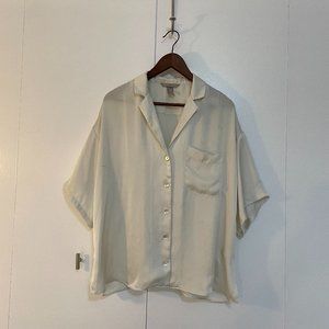 H&M Silky White Short Sleeve Blouse- Medium